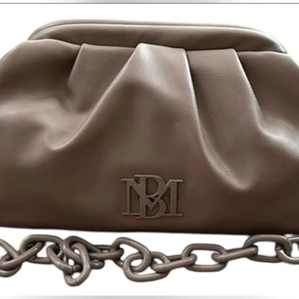 NWT Badgley Mischka  Taupe Color Designer Clutch Detachable Strap - Picture 9 of 10